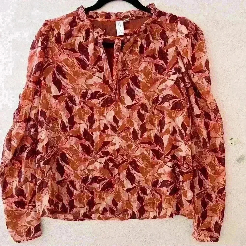 JOIE S/P Multicolored Lined Career Business Fall Artsy Comfy Decorative Blouse